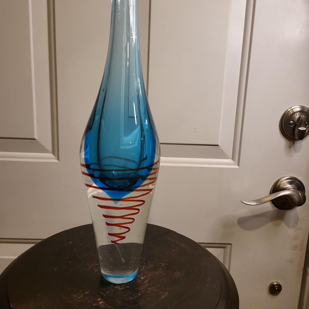 Vintage Hand  Blown Heavy Murano Style Glass Vase - Picture 6 of 11